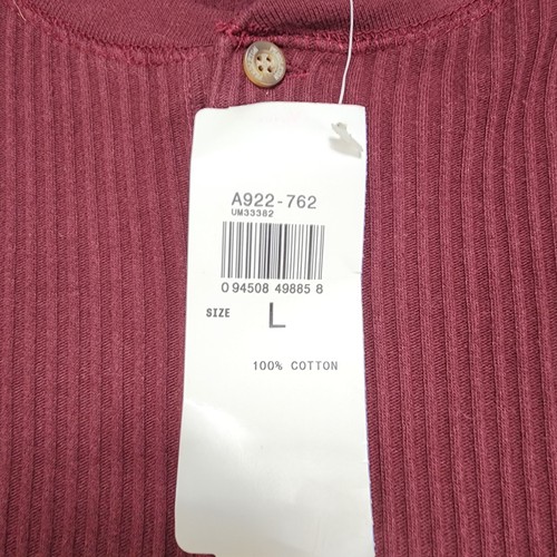Pendleton Henley Shirt Men Large Burgundy Red Classic Long Sleeve Thermal Button - Picture 4 of 11