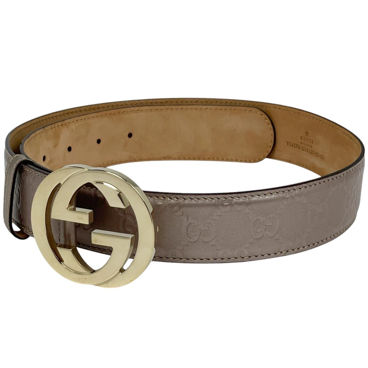Ceinture GUCCI à emboîtement G ceinture Guccisima cuir Sima rose métallisé femme