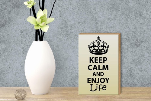 Holzschild Spruch 12x18 cm Keep Calm and enjoy life Holz Deko Schild wooden sign - Picture 4 of 5