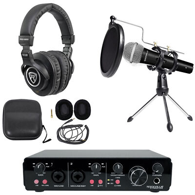 Rockville R-TRACK 2x2 USB Recording Interface+Mic+Stand+Pop Filter+Headphones