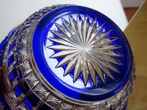 BACCARAT ANCIEN BOL COUPE CRISTAL DOUBLER COLORER BLEU COBALT 16 cm F266 - Picture 5 of 8