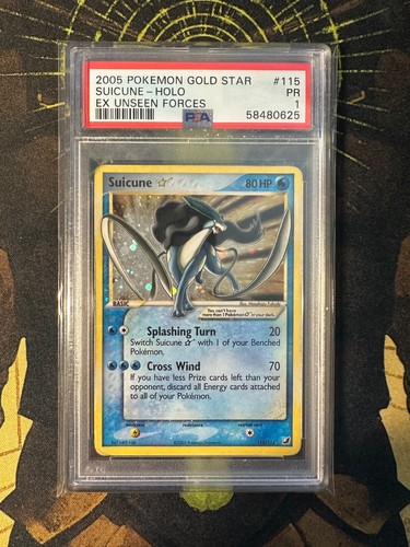 Pokemon Suicune Gold Star 115/115 Unseen Forces PSA 1