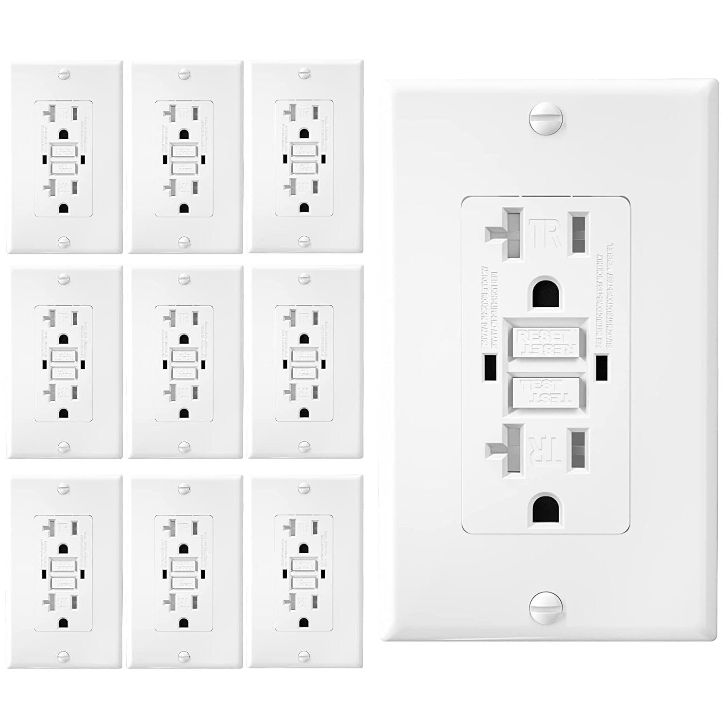 GFCI Outlet Receptacle White 20 Amp/125 Volts Tamper Resistant Outlet