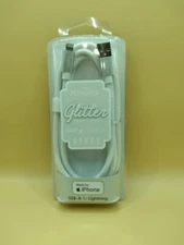 Liquipel Powertek Glitter Fast Charge 6 Ft USB-A For iPhone White
