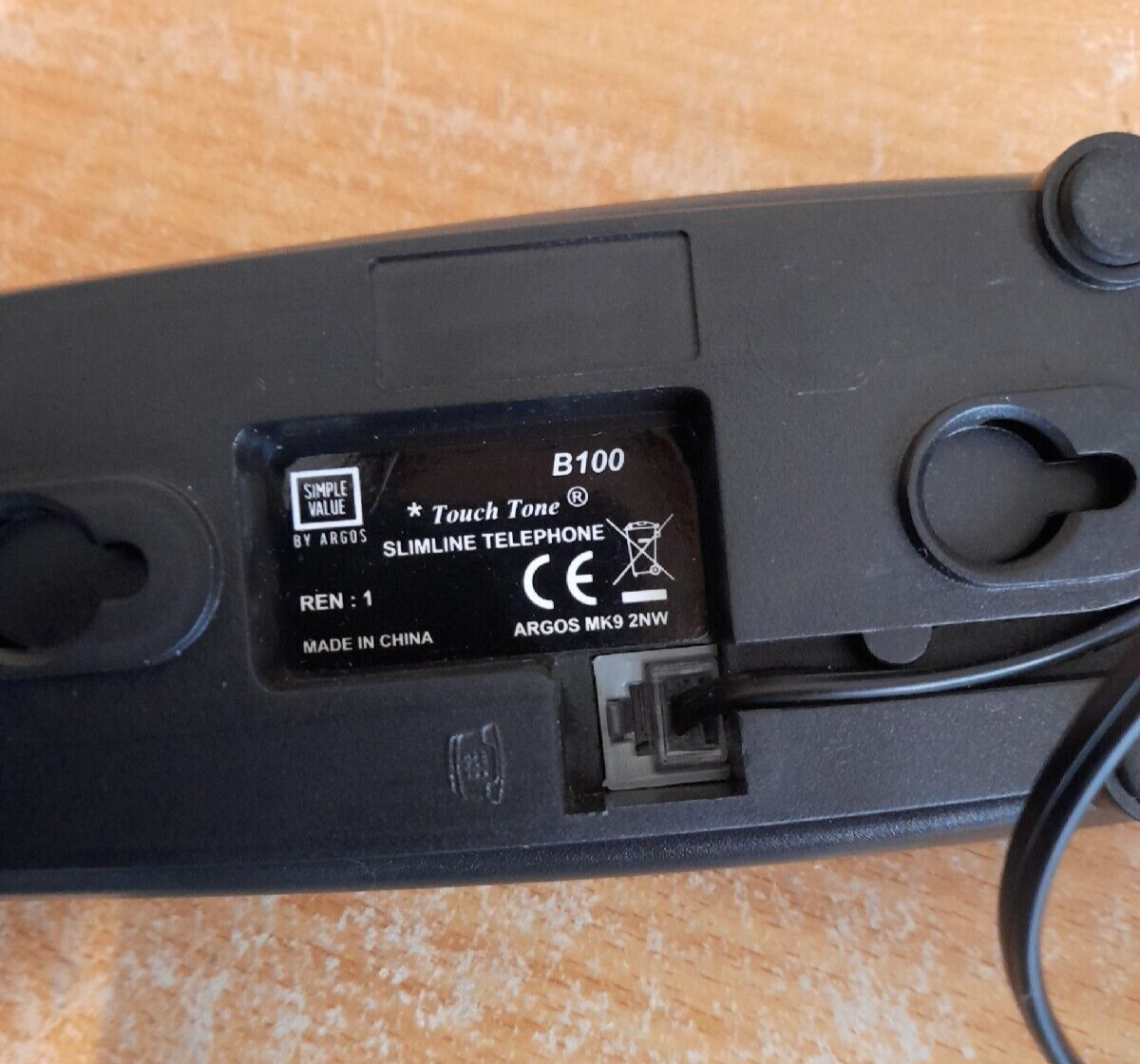 Black Slimline Corded Single Phone. Wall Mountable Telephone Landline