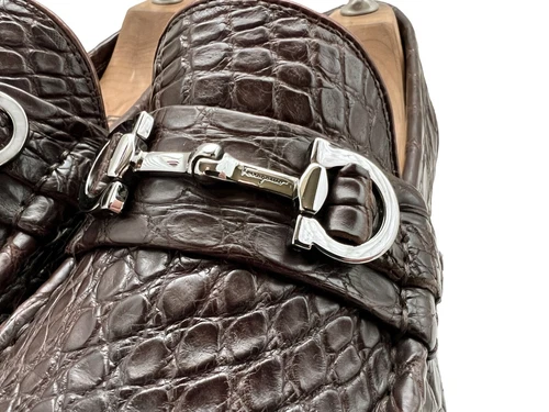 $2800 Salvatore Ferragamo Crocodile Alligator Giostra 3 Shoes Bit Loafers 9.5 D