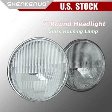 H6024 Head Light Glass Housing Lamp Classic Conversion Chrome 7" Round PAIR