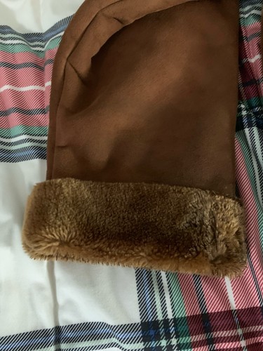 St Johns Bay Hooded Faux Camel Fur Suede Long Jacket Women's Size L Vintage - Picture 18 of 21