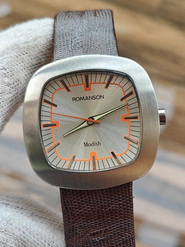 Romanson Modish Dress Formal Swiss Made Unique Dial Men Wristwatch Leather Strap - Picture 5 of 9