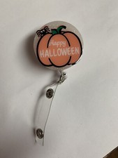 Retractable Badge Reel ID Holder - Cute Halloween Pumpkin