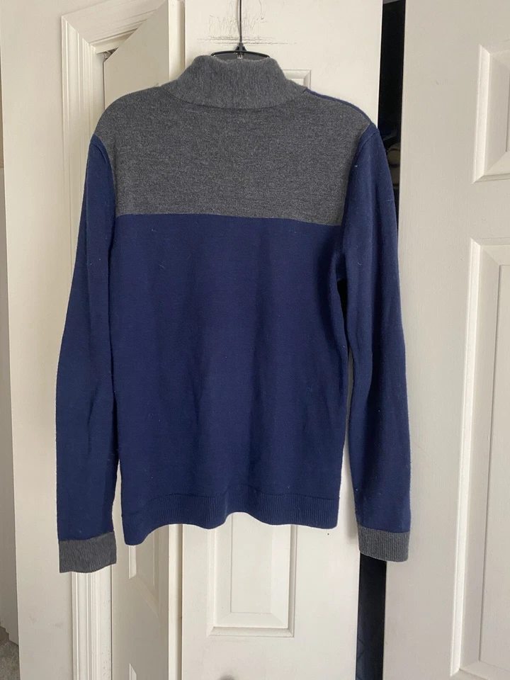 Rag & Bone Blue Gray Pure Wool Shawl Neck Men's Sweater Small - Image 3 of 3