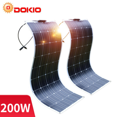 DOKIO Panneau Solaire 100W 18V Monocristallin – Charge Batterie 12V Camping Car Van Bateau
