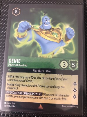 76/204 GENIE POWERS UNLEASHED THE FIRST CHAPTER RARE DISNEY LORCANA KARTE