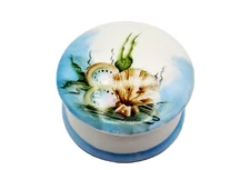 Hand Painted Trinket Dish Underwater Sea Shell Scene Porcelain Jewelry Pill Box