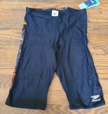 Speedo Endurance Plus Mens Swim Shorts Black/Orange NWT Size 32