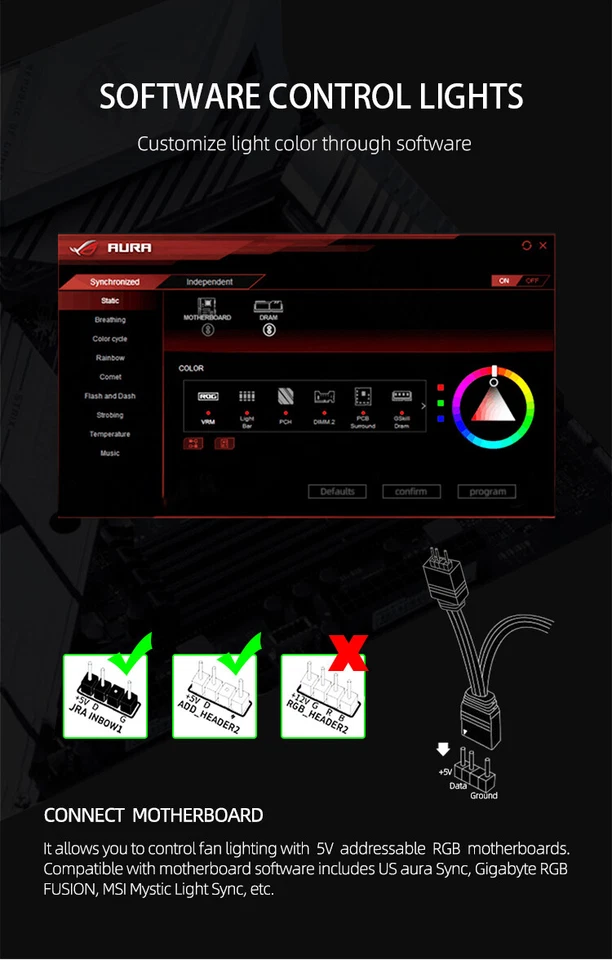 COOLMOON LED ARGB RGB M.2 Kühler Heatsink SSD 3-PIN Controller Alu Aura Asus MSI - Bild 4 von 4