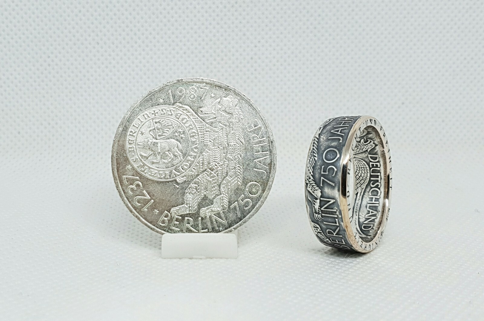 Bague pièce 10 Deutsche Mark Allemagne en argent pour homme et femme