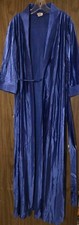 Vintage Womens Robe At Home Wear Navy Blue Long Waist Tie Medium Arnel Nylon