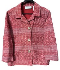 FIRST Issue by Liz Claiborne Orange Printed Blazer Jacket Women s Size Large