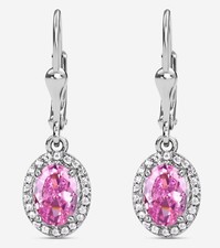Pink Sapphire Drop Earring Sapphire Bridal earring Diamond Earring Gifts for Her