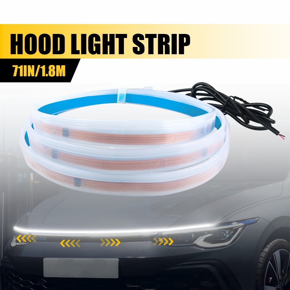 Flexible LED Hood Strip Lights with Dynamic Scan DRL for Cars