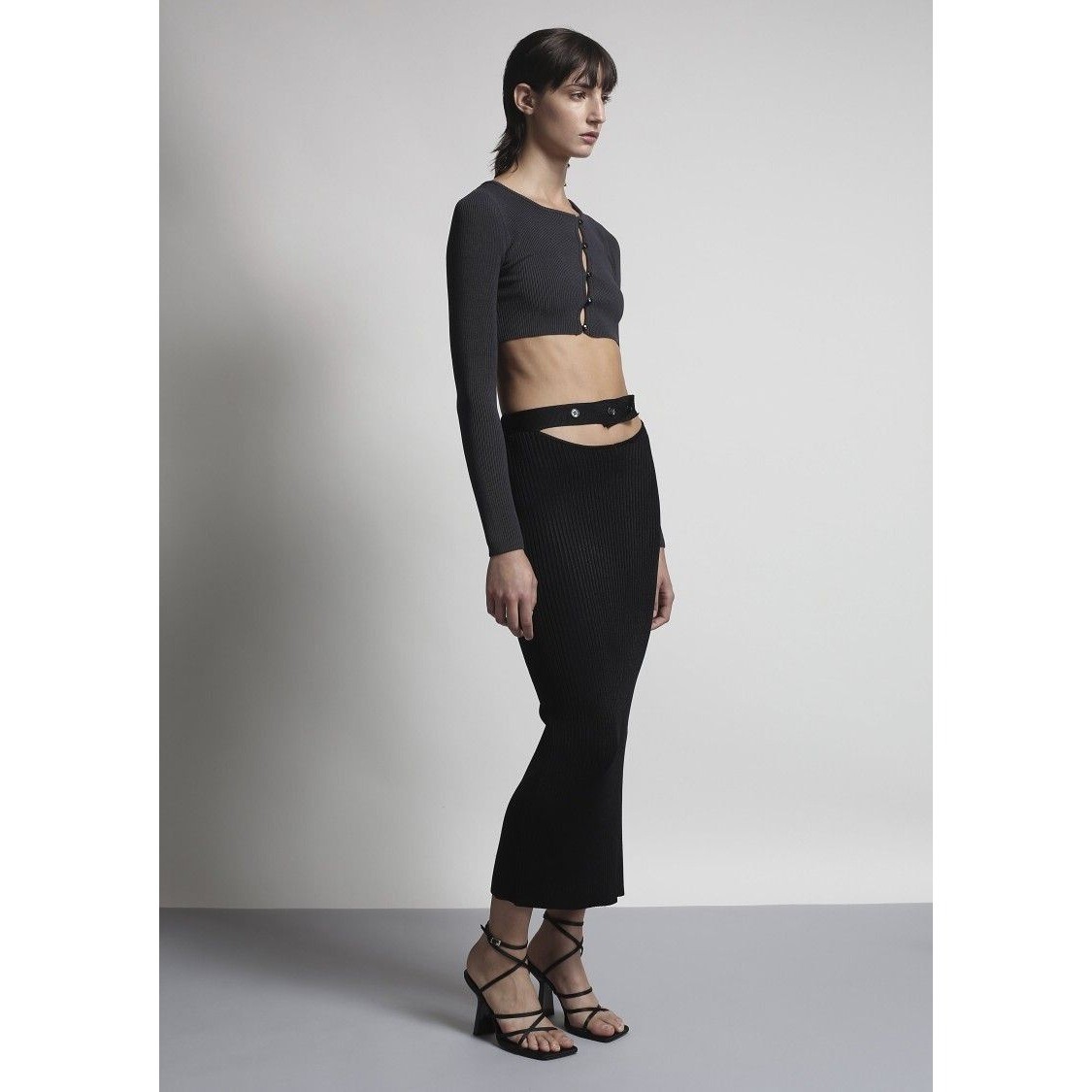 ワンピース AYA MUSE Women Mid Skirts AMSS25106 60410 BLACK WHITE Black Aya Muse Augusta Knit Skirt | Garmentory