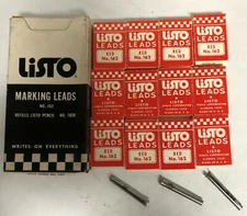 Listo No.162 Marking Leads 72 refills 3 Extra Metal Sleeves RED VINTAGE  #12692