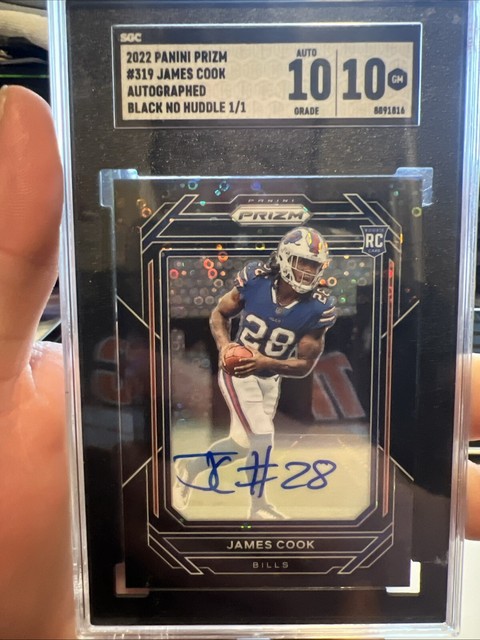 2022 Panini Black No Huddle Prizm 319 James Cook Bills RC Rookie 1/1 Auto SGC 10
