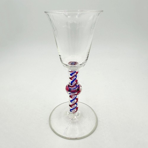 ANTIQUE 18TH CENTURY WINE GLASS COLOUR TWIST STEM POSSIBLY CONTINENTAL - Picture 2 of 10