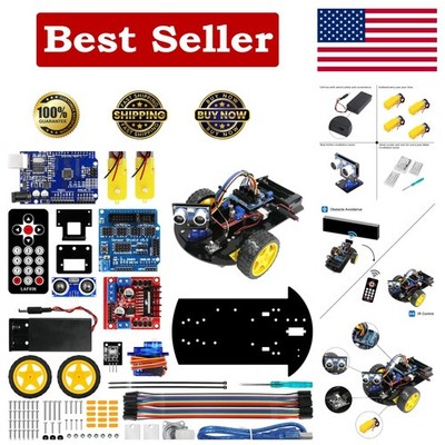 Interactive Smart Robot Car Kit with Ultrasonic Sensor for Kids - Arduino IDE