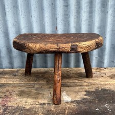 Antique Welsh 3 Legged Dairy Milking Stool Primitive Vernacular Country Stick