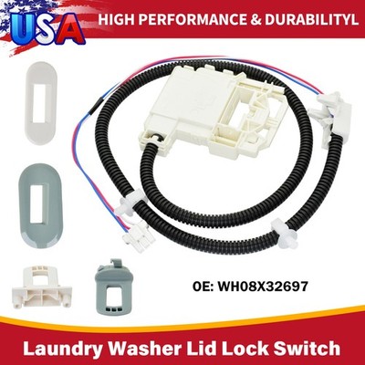 For GE Hotpoint Washing Machine Lid Lock Switch Assembly Kit US WH08X32697