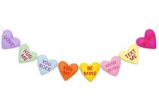 Valentine's Day Felt Banner 3D Conversation Heart Banner Colorful Heart Sayings