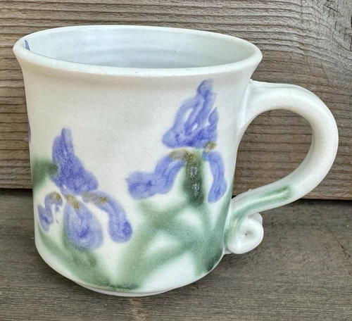 Vintage Clouds Folsom Pottery Iris Coffee / Tea Mug Signed