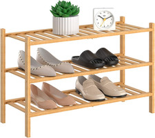 Rongjla 3 Tier Bamboo Shoe Rack for Closet Free Standing Wood Shoe Shelf Storage