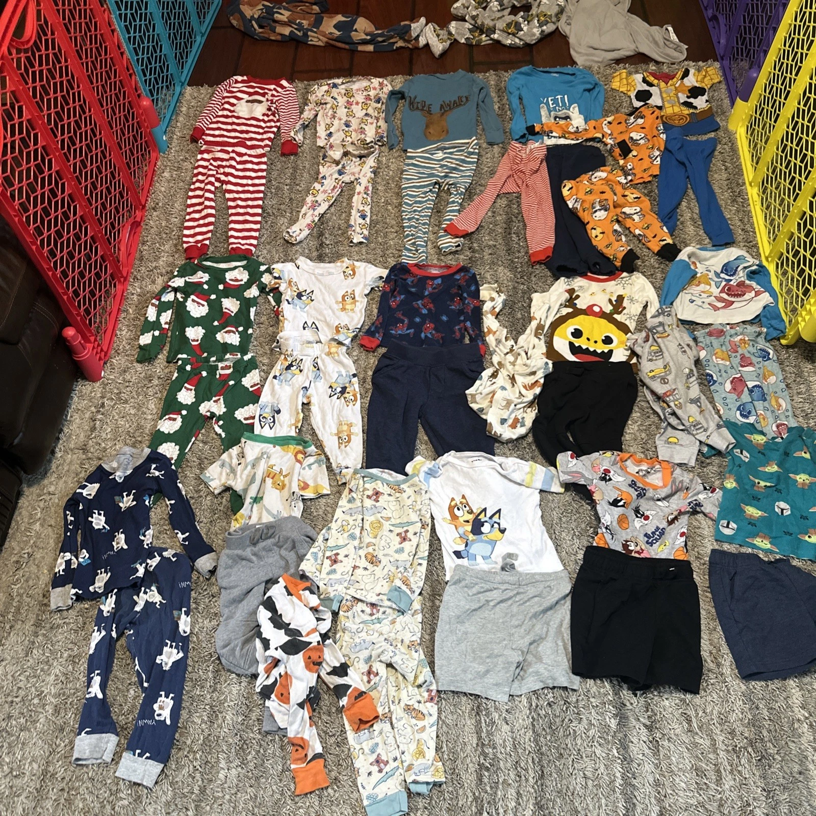 Boys Size 24 Months / 2T Clothes Lot Of 40 Items -Sleep Wear Lounge Wear W0