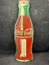 Vintage 1950s COCA-COLA 17 inch COKE BOTTLE ADVERTISING THERMOMETER SIGN