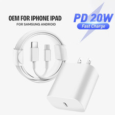 For iPhone Air 17 16 15 14 13 12 11 20W PD USB C Fast Charge Block Type C Cable