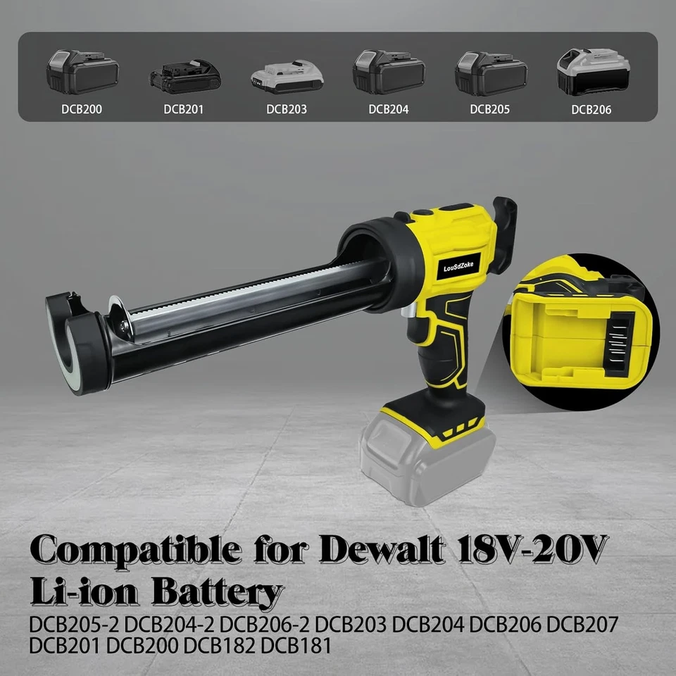 Pistola de calafateo inalámbrica para batería Dewalt 20V Max, 10 Oz/300Ml silicona eléctrica Foto 3 de 4