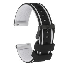 Silicone Watch Bands 24mm Soft Watch Bands with Frosted Buckle, Black White