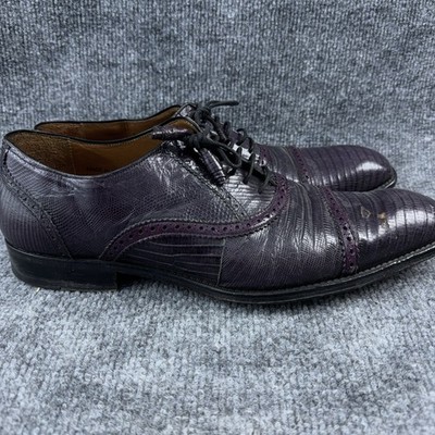 Mezlan Mens Purple Lizard Skin Wingtip Brogue Oxford Shoes 