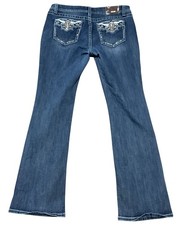 Grace Bootcut Jeans Sz 33 Embroidered Southwestern Pockets Medium Wash Distresse