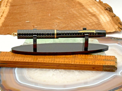 Early Scheaffer Flat Top Hard Rubber w/Gold Ring (may be 14K) 14k nib--1954.25