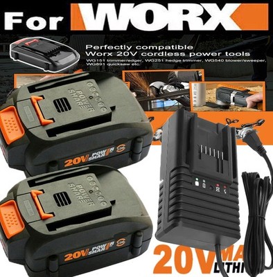 2PACK For Worx WA3575 20V PowerShare 2.0 Ah Battery / Charger 20 Volt WA3520