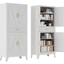 71'' Farmhouse Metal Storage Cabinet , Steel File Cabinet for Kitchen