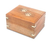 Wooden Small Cremation Pet Urn for Dog and Cat Ashes Box Handmade Wood Memo...