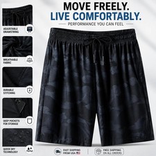 Men s Athletic Mesh Gym Shorts 2 Pocket Basketball Workout Training New