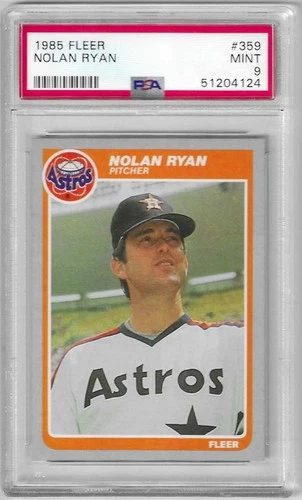 1985 Fleer Nolan Ryan #359 PSA 9 Mint Baseball Card.