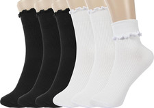 Ruffle Socks Women - Turn-Cuff Frilly Sock - Lightweight Cotton Socks