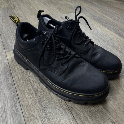 Dr. Martens Reeder Black Leather Utility Shoes Sz 12 Low Top Hiker AirWair Sole